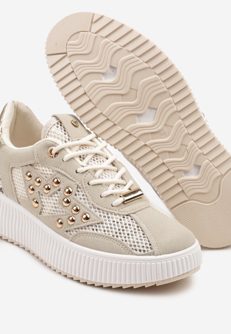 fiori&spinc Sneakers Bej Decorați cu o Stea și cu Nituri Zeloti