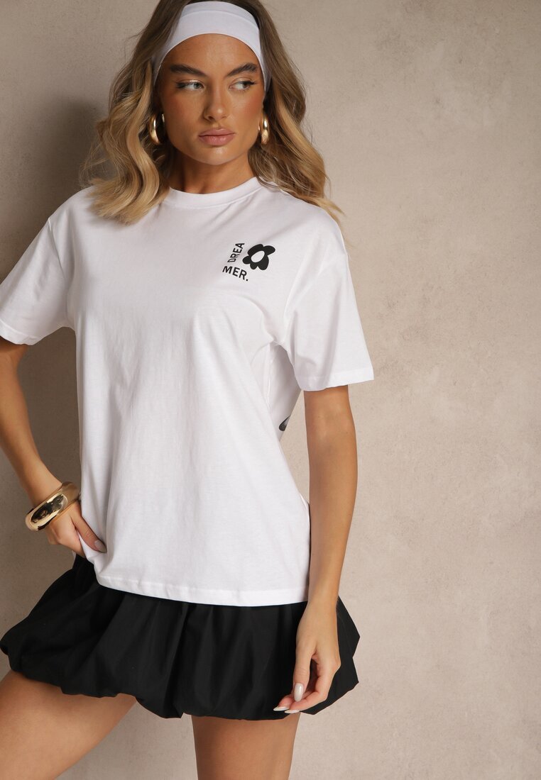 fresh made Tricou Alb-Albastru din Bumbac Decorat cu Imprimeu Adneria