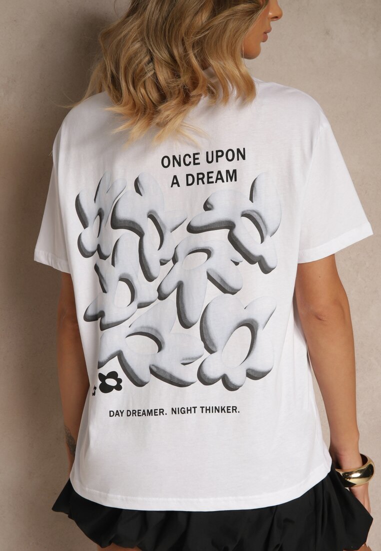 fresh made Tricou Alb-Albastru din Bumbac Decorat cu Imprimeu Adneria