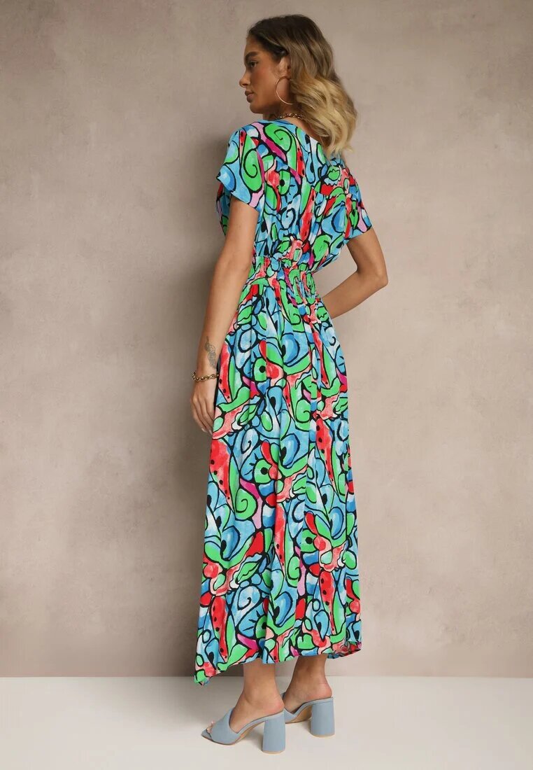 generation Rochie Albastră din Bumbac cu Imprimeu Abstract Emisienna