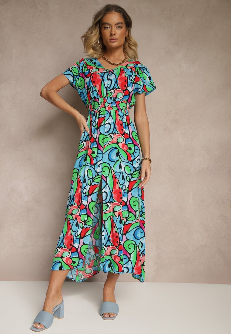 generation Rochie Albastră din Bumbac cu Imprimeu Abstract Emisienna