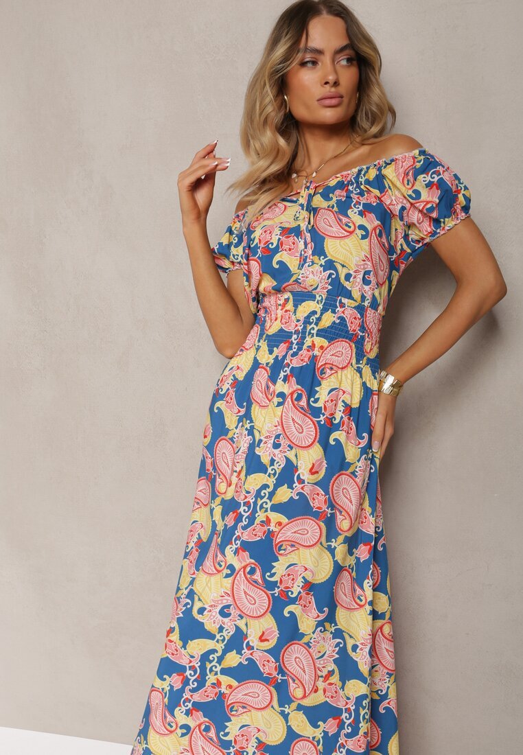 generation Rochie Albastru-Roz din Bumbac cu elastic în talie Baletta