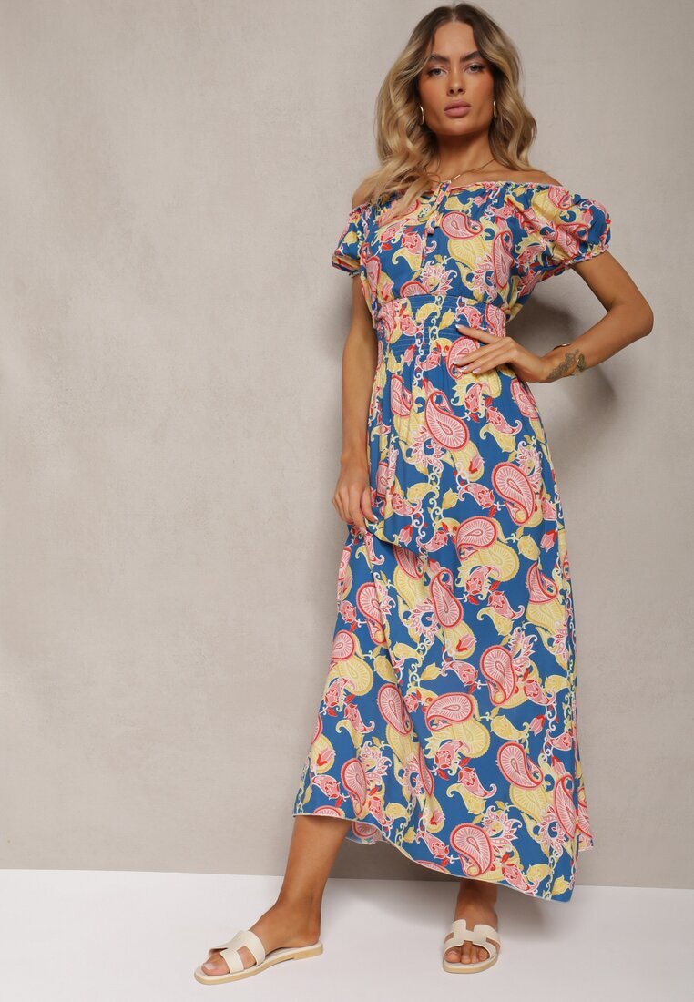 generation Rochie Albastru-Roz din Bumbac cu elastic în talie Baletta