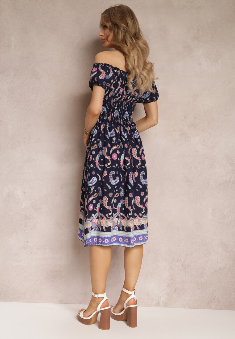 generation Rochie Bleumarin Din bumbac Tip spaniolă cu elastic în talie și cu imprimeu Paisley Maggies