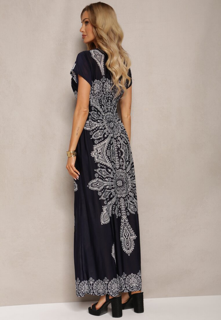 generation Rochie de Vară Granat cu elastic în talie cu decolteu petrecut și cu imprimeu ornamental Avilepea