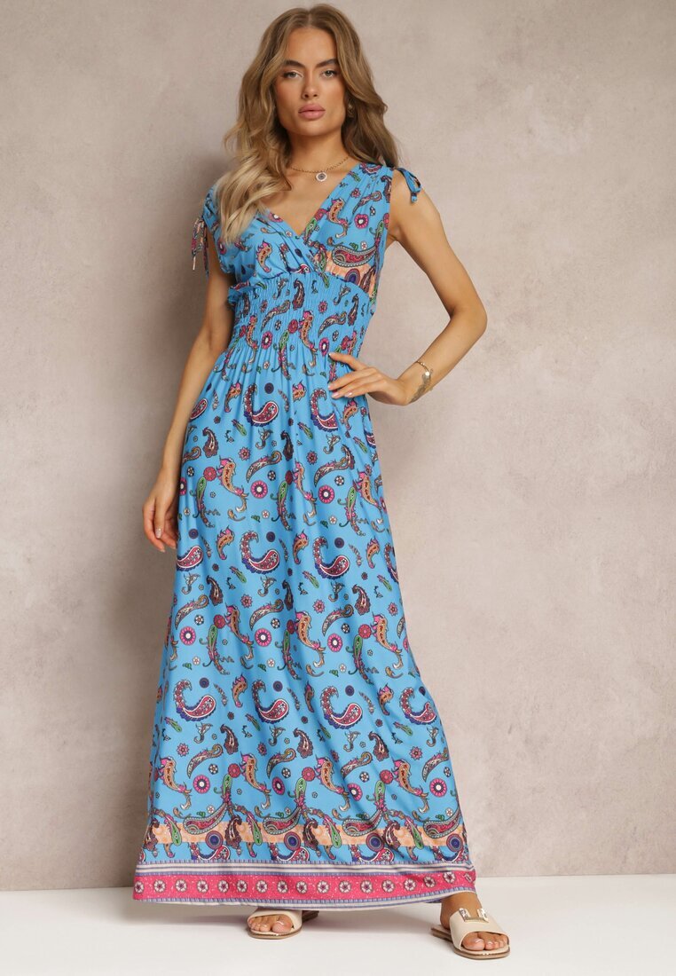 generation Rochie Maxi albastru închis cu model Paisley cu partea de jos evazată și cu elastic în talie Kinslei