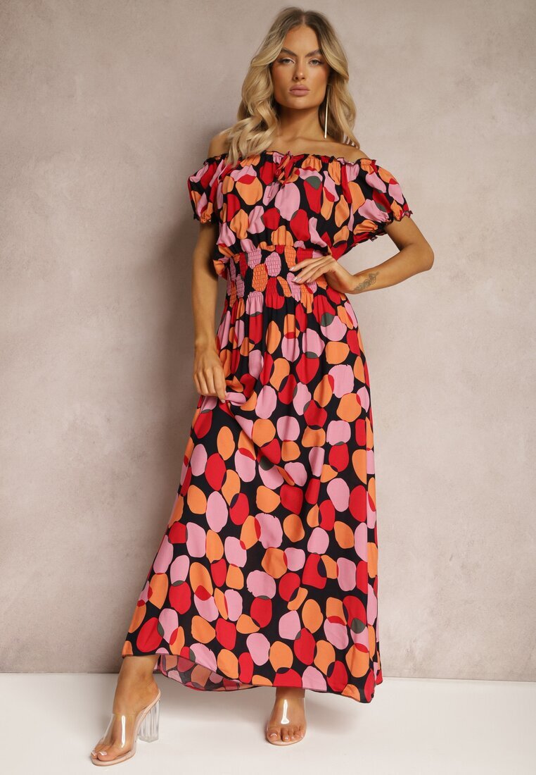 generation Rochie Roșie Hispankă din Bumbac cu elastic modelator în talie Vearica