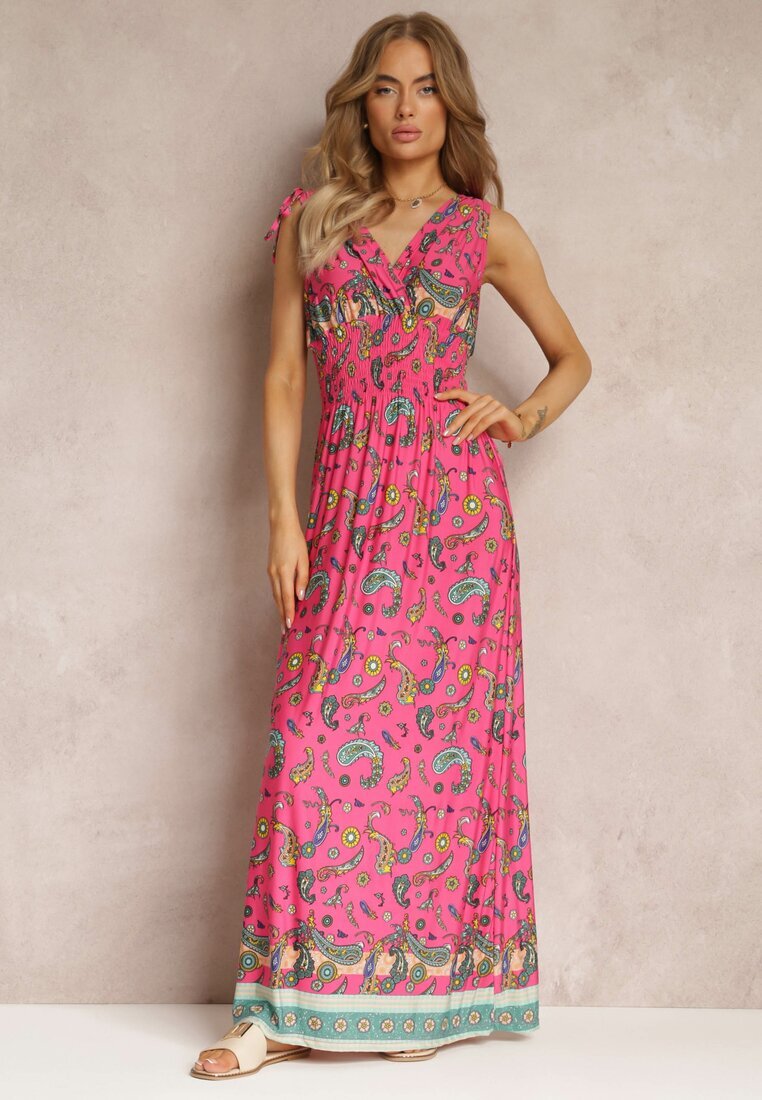 generation Rochie Roz Maxi cu model Paisley cu tiv evazat și elastic în talie Kinslei
