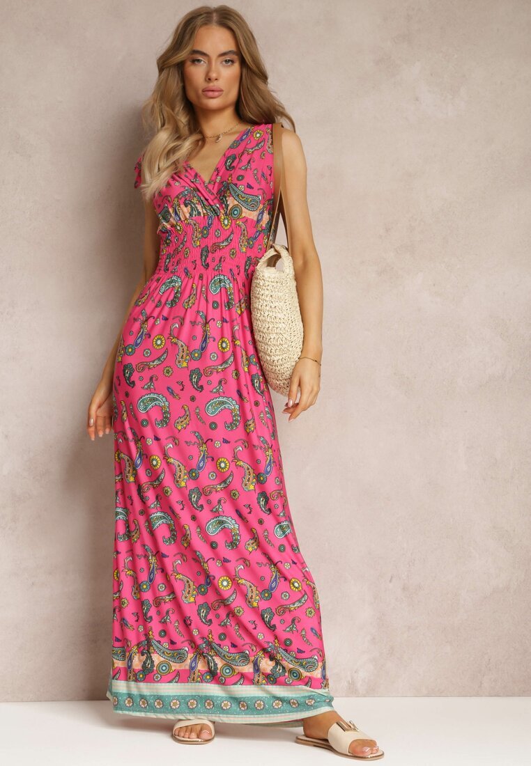 generation Rochie Roz Maxi cu model Paisley cu tiv evazat și elastic în talie Kinslei