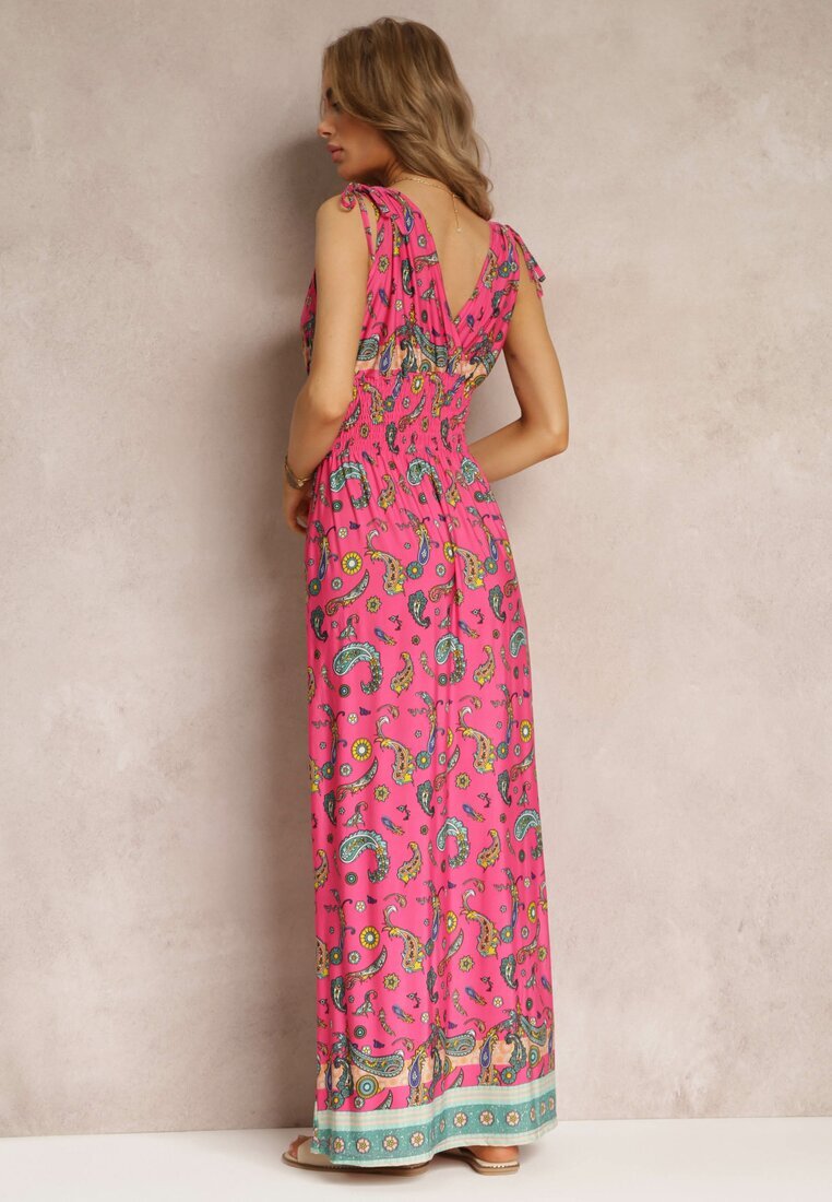 generation Rochie Roz Maxi cu model Paisley cu tiv evazat și elastic în talie Kinslei