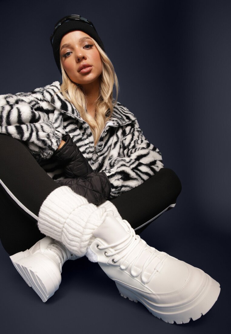  Ghete Albe cu șireturi stil trapper Janne