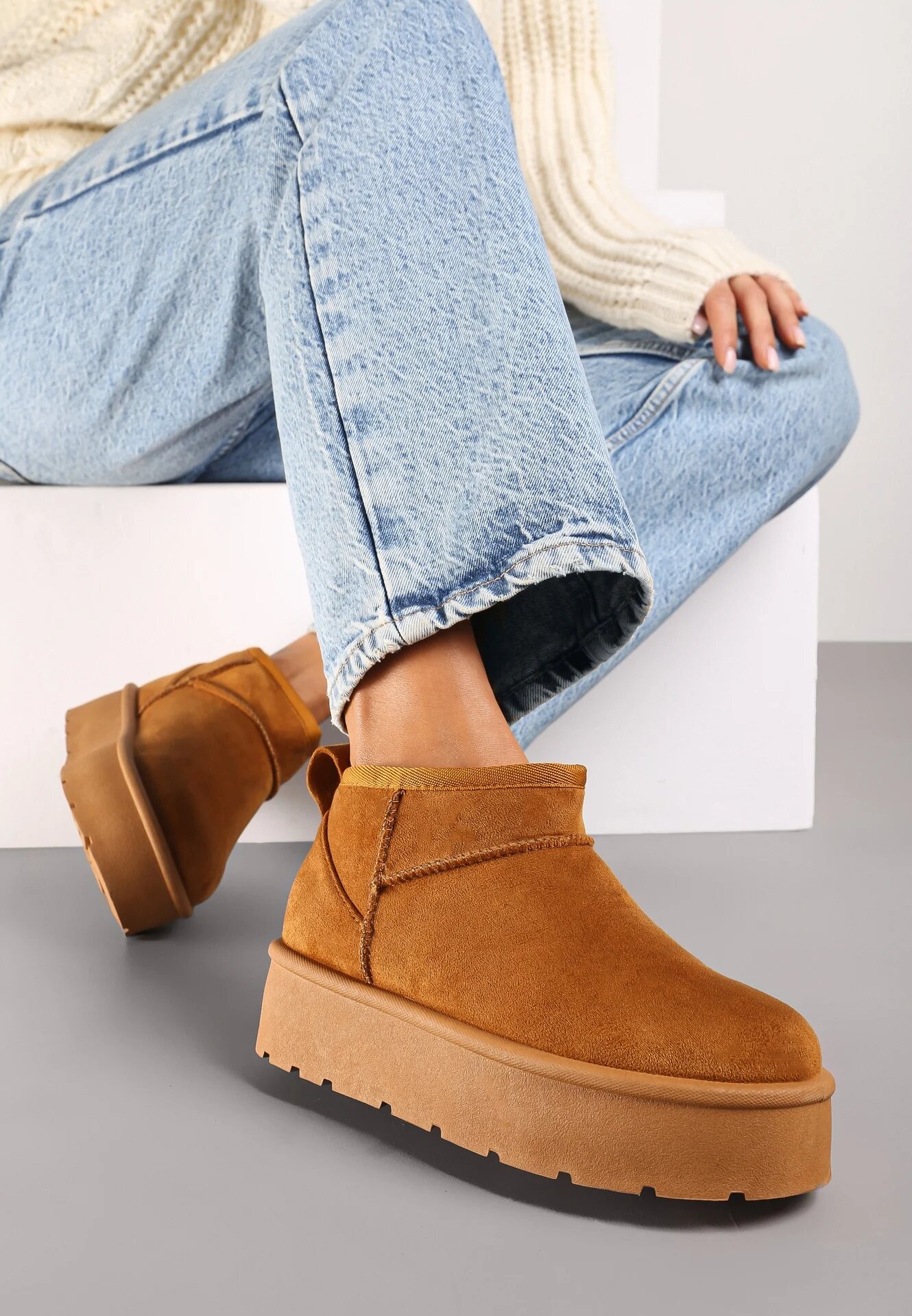  Ghete de zăpadă Maro Scurte slip-on cu Platformă Arkelia