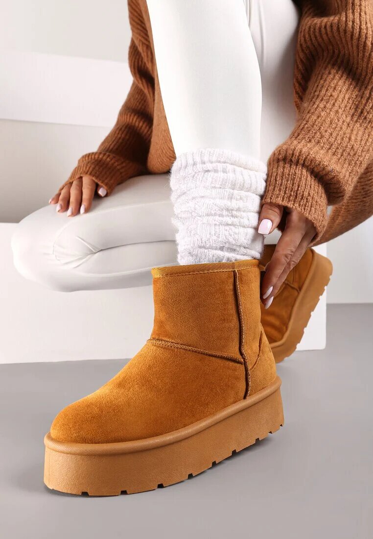  Ghete de zăpadă Maro Slip-on pe platformă netedă Irindara