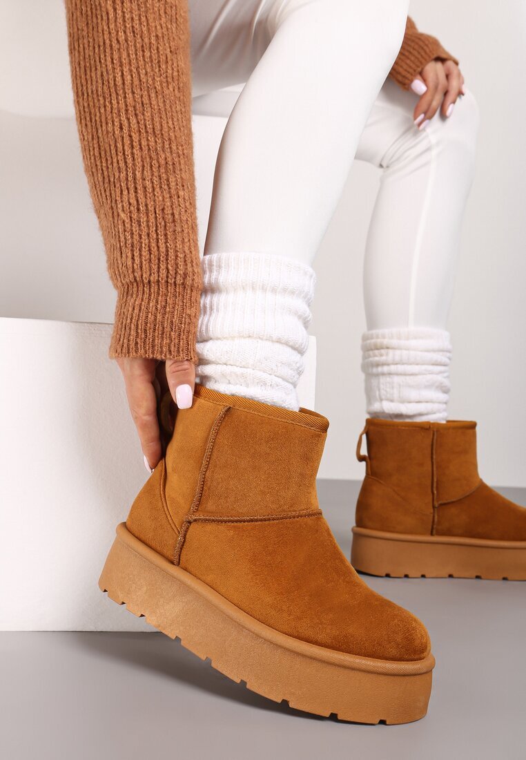  Ghete de zăpadă Maro Slip-on pe platformă netedă Irindara