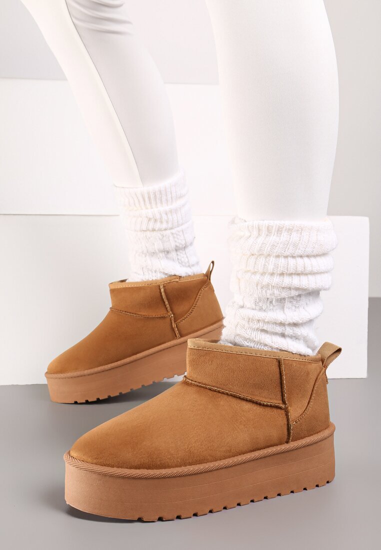  Ghete de zăpadă Maro Slip-on pe Platformă Netedă Merileeanne