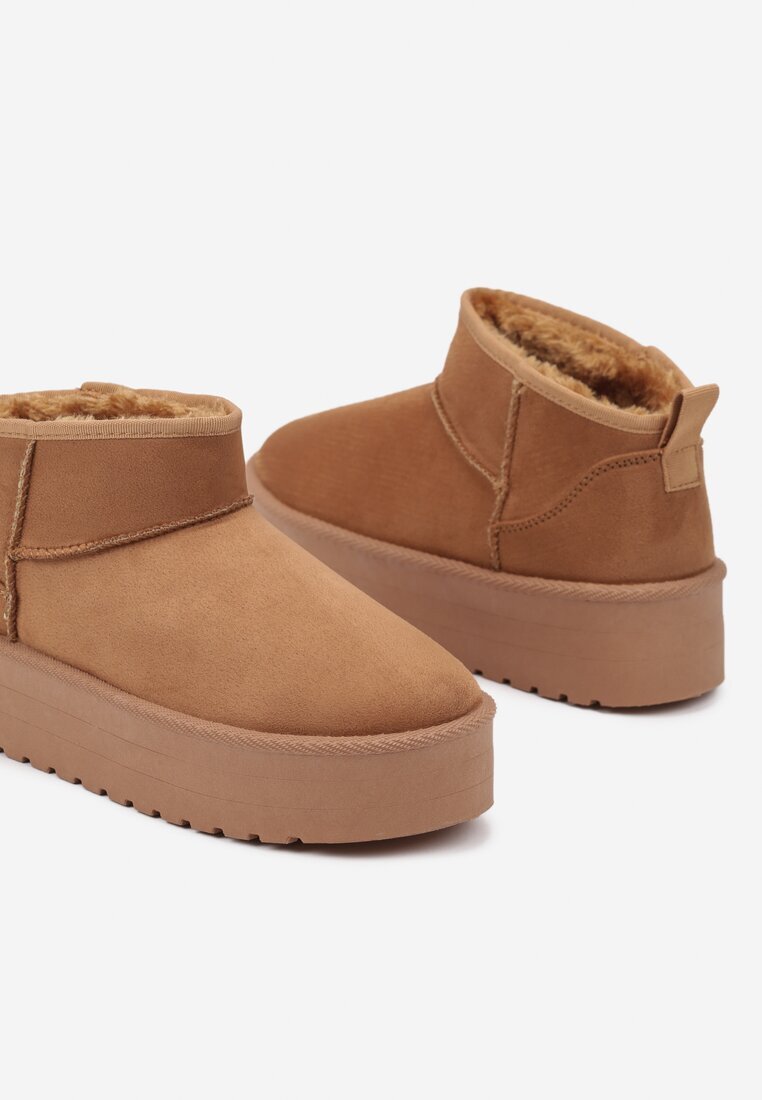  Ghete de zăpadă Maro Slip-on pe Platformă Netedă Merileeanne