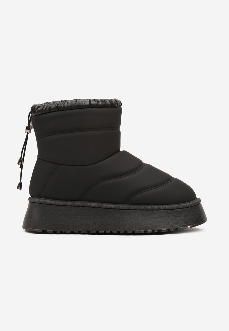  Ghete de zăpadă matlasate negre cu platformă decorate cu fir strălucitor Patilda
