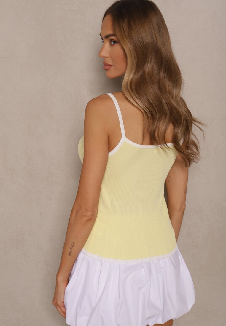 giorgia Top Galben din Material Striat Ornat cu Funde Lenissea