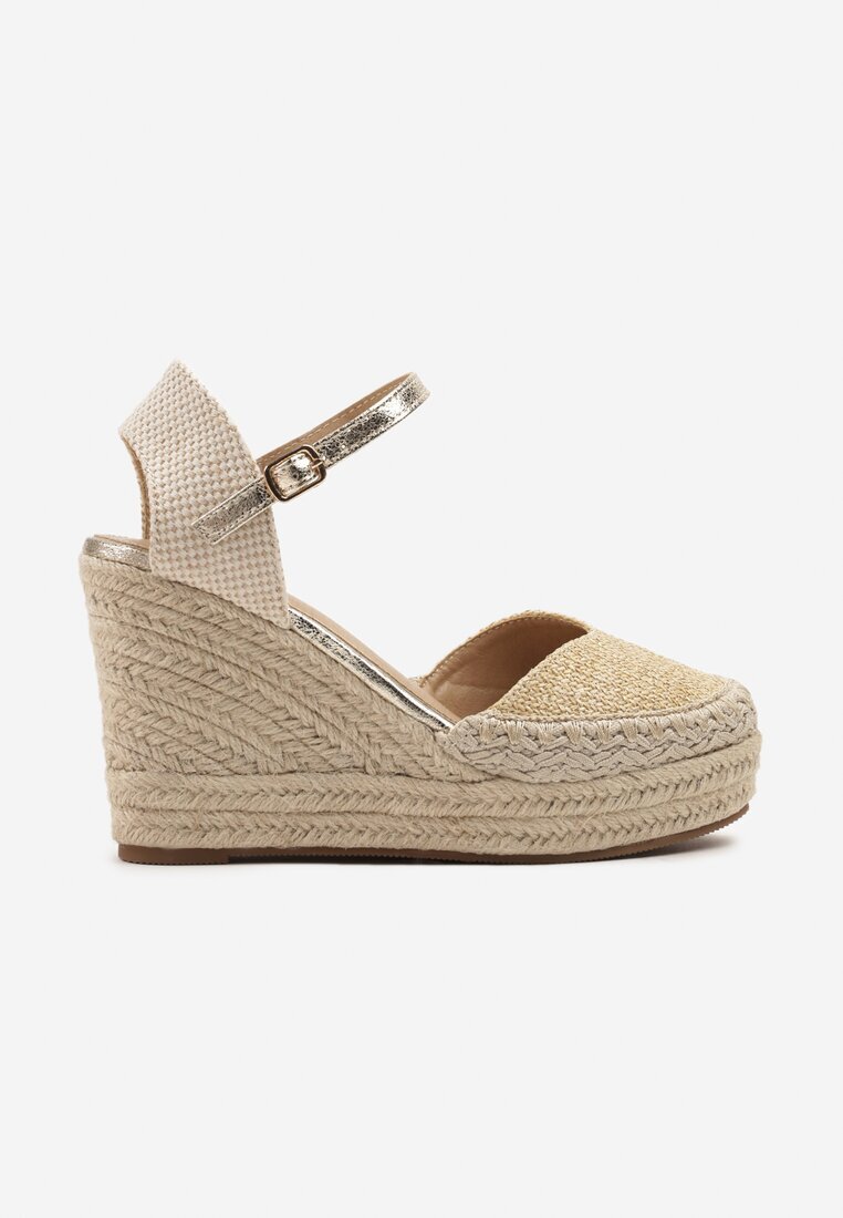 givana Sandale Aurii cu Pană tip Espadrile Decorate cu Împletitură Akiora