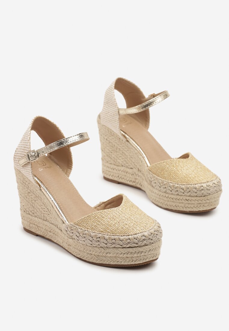 givana Sandale Aurii cu Pană tip Espadrile Decorate cu Împletitură Akiora