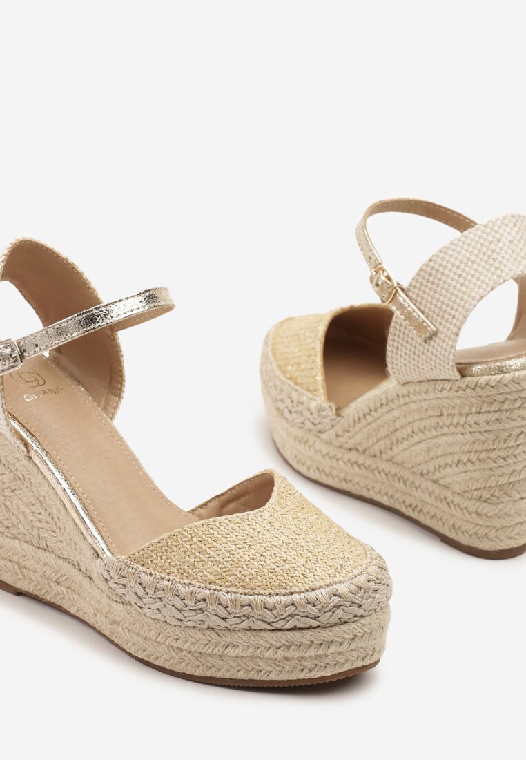 givana Sandale Aurii cu Pană tip Espadrile Decorate cu Împletitură Akiora
