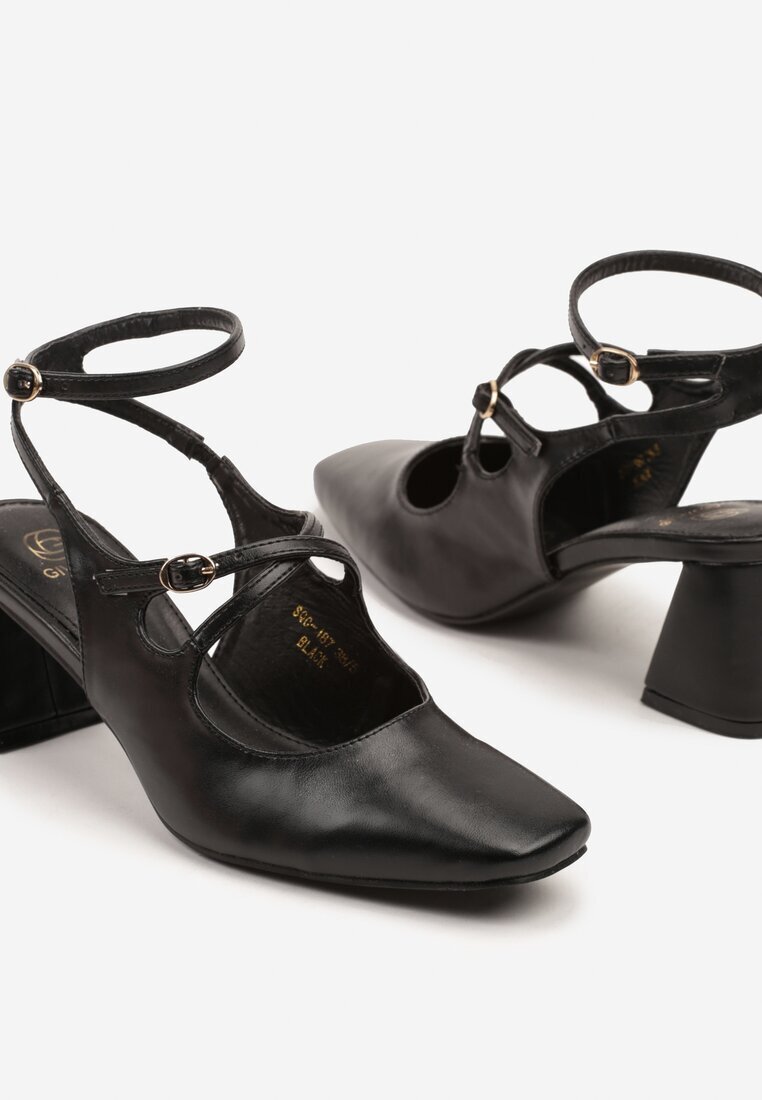 givana Sandale Negre cu Toc Stil Retro Mary Jane cu Barete Decorative Zenozi