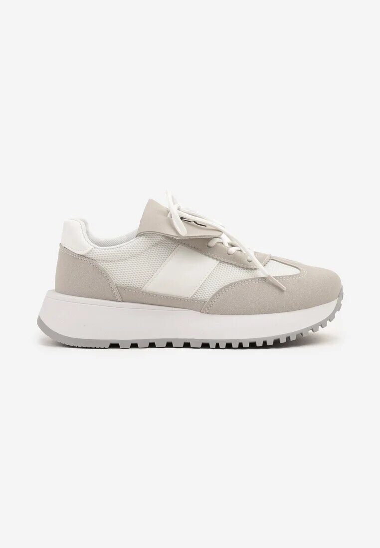 givana Sneakers Alb-Bej pe platformă cu model geometric Aluina