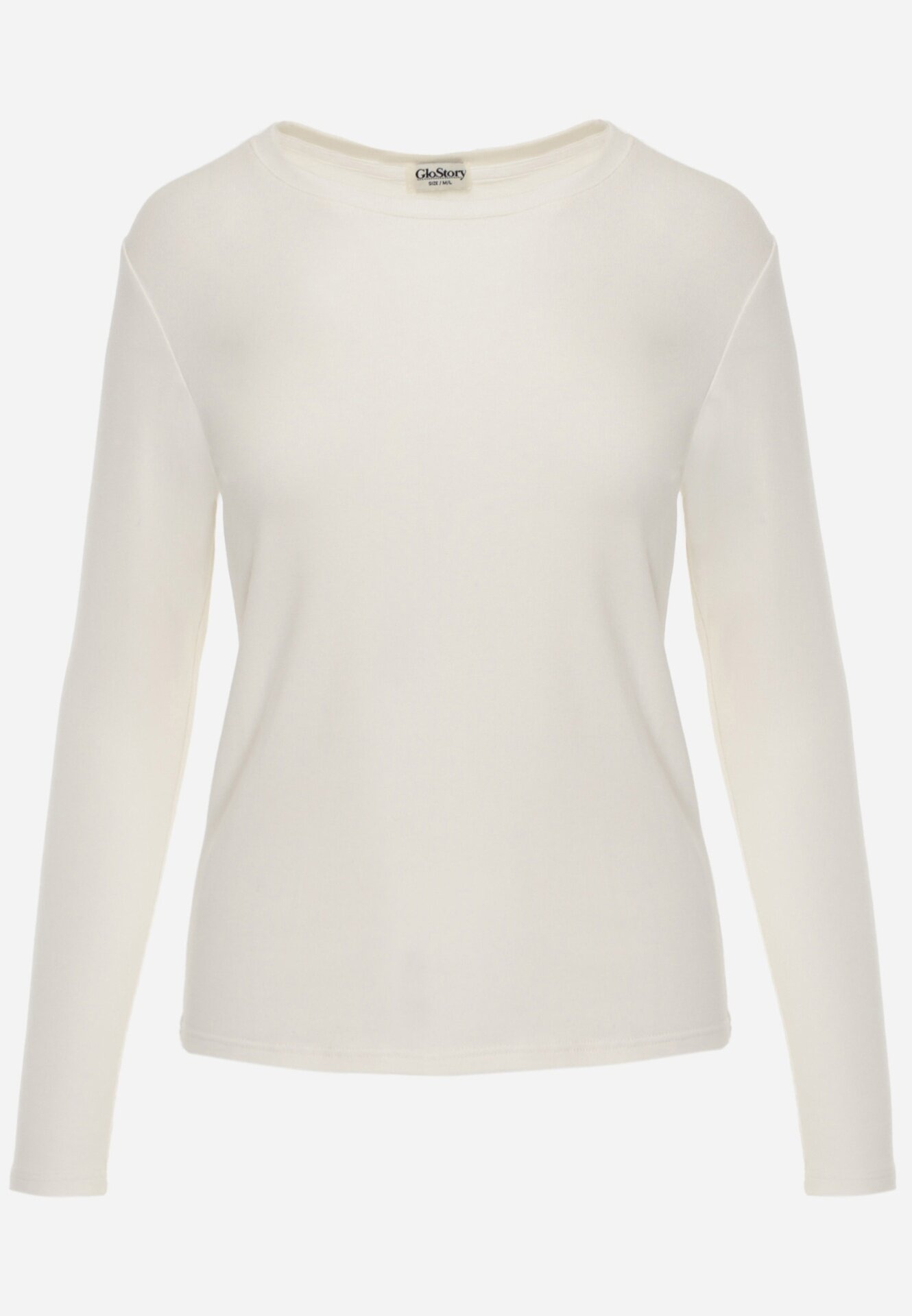 glo-story Bluză Basic cu fason tip longsleeve cu căptușeală ușoară Kuarta Albă