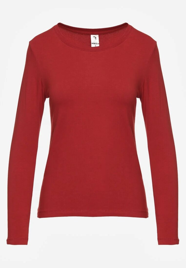 glo-story Bluză Bordó din bumbac tip Longsleeve Mialoraea