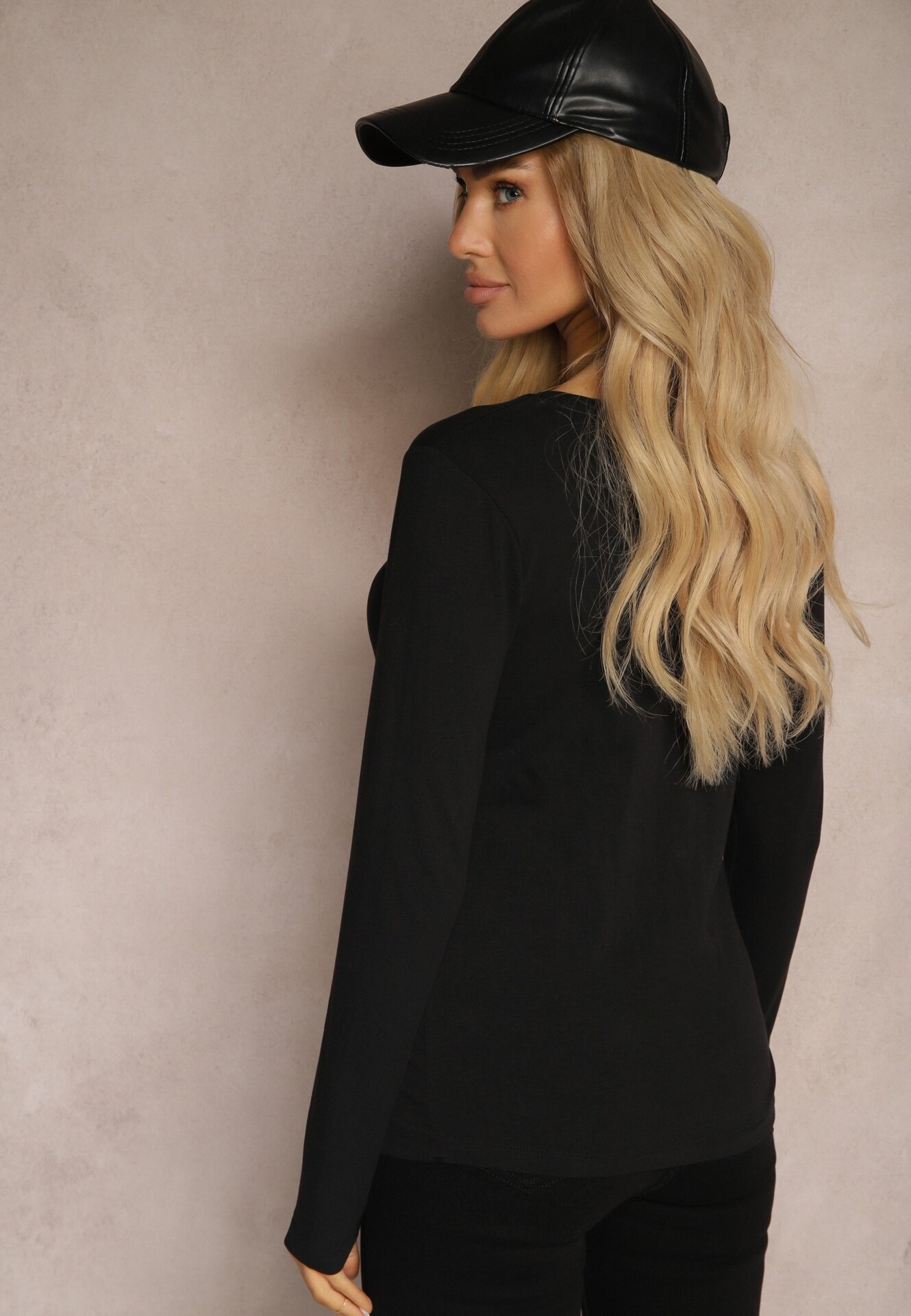 glo-story Bluză Neagră Din Bumbac Tip Longsleeve Mialoraea