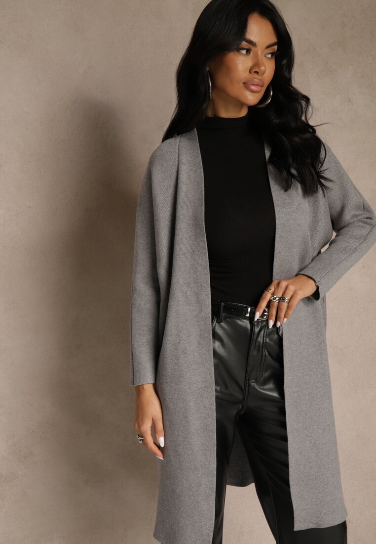 glo-story Cardigan Deschis Casual Gri Felltusa