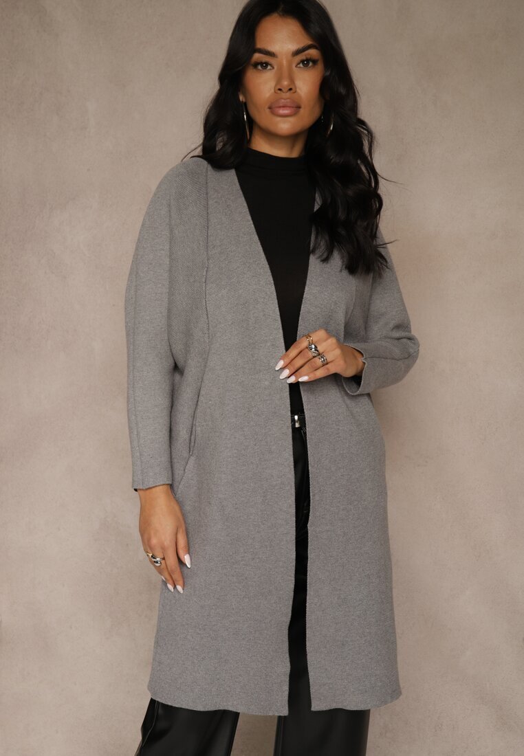 glo-story Cardigan Deschis Casual Gri Felltusa