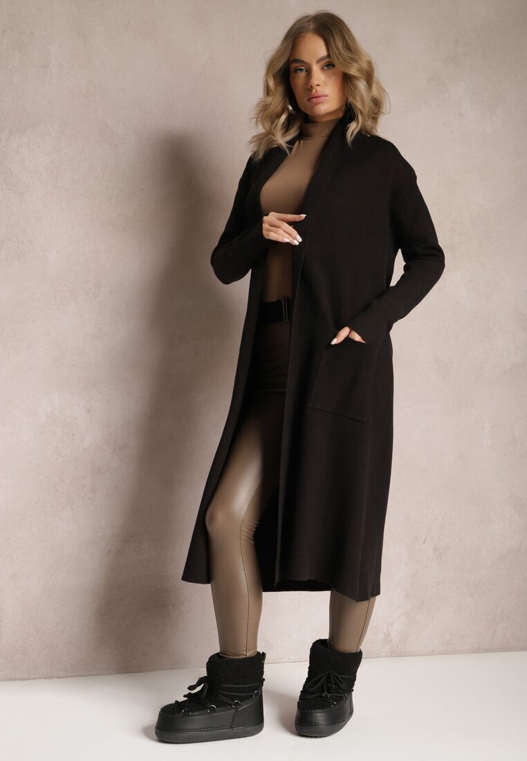 glo-story Cardigan Negru Lejer Neîncheiat Jacquella