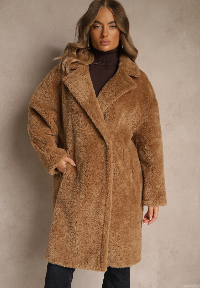 glo-story Palton Maro Teddy cu croială dublu rând Oversize Azzena