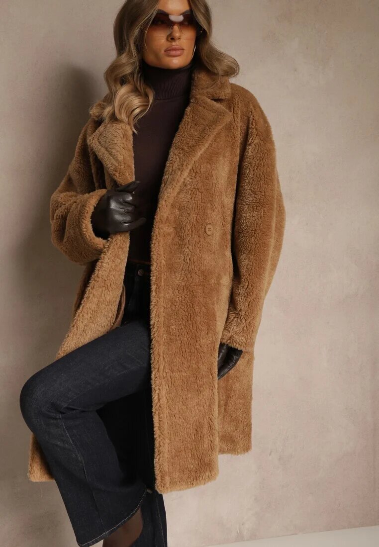 glo-story Palton Maro Teddy cu croială dublu rând Oversize Azzena