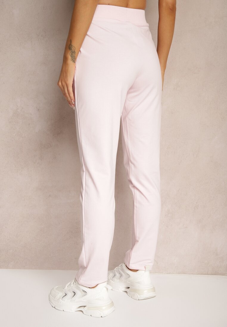 glo-story Pantaloni de Trening Roz talie înaltă cu elastic în talie cu zirconii Bravur