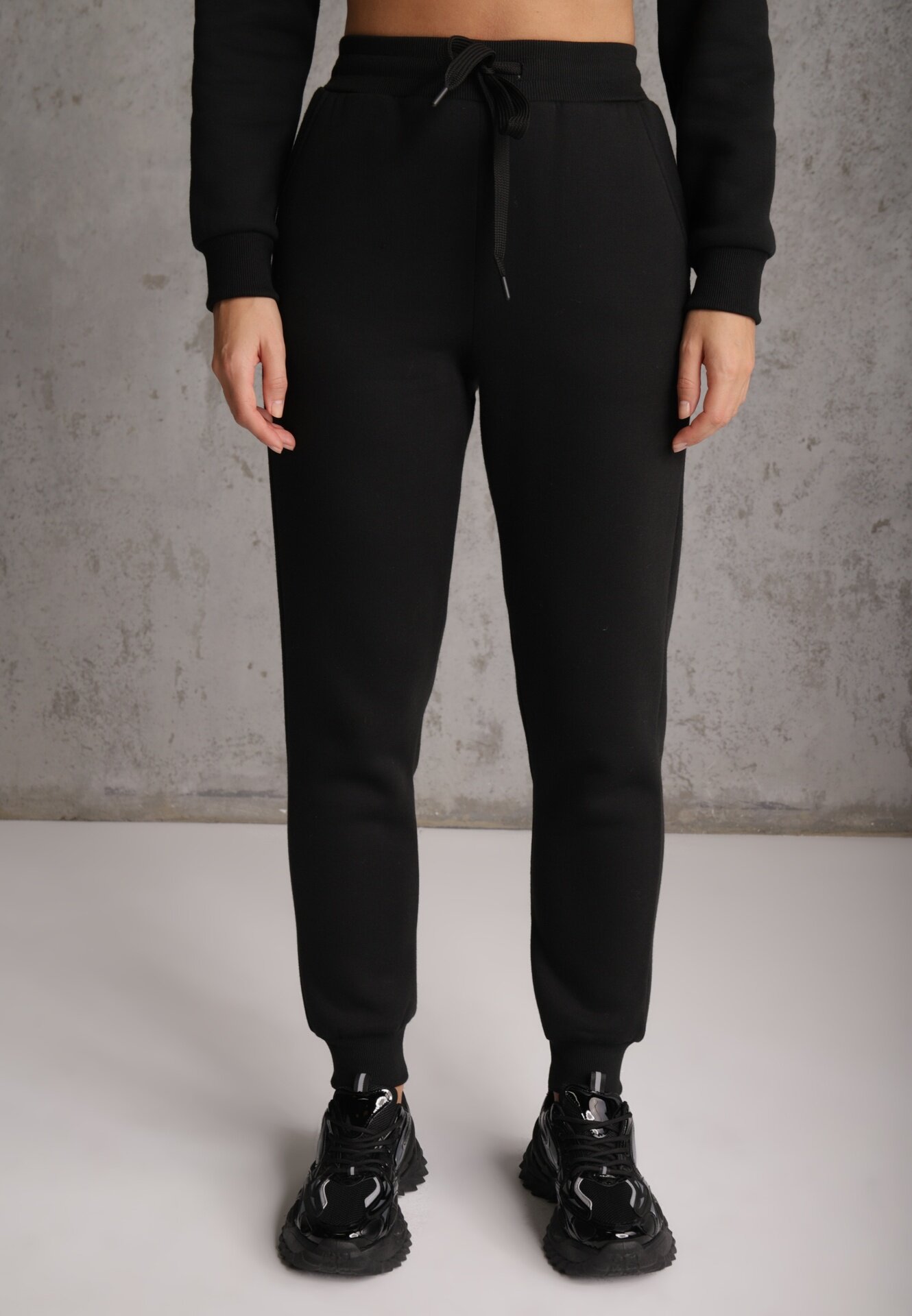 glo-story Pantaloni jogger casual de trening din bumbac cu căptușeală interioară Citria Negri