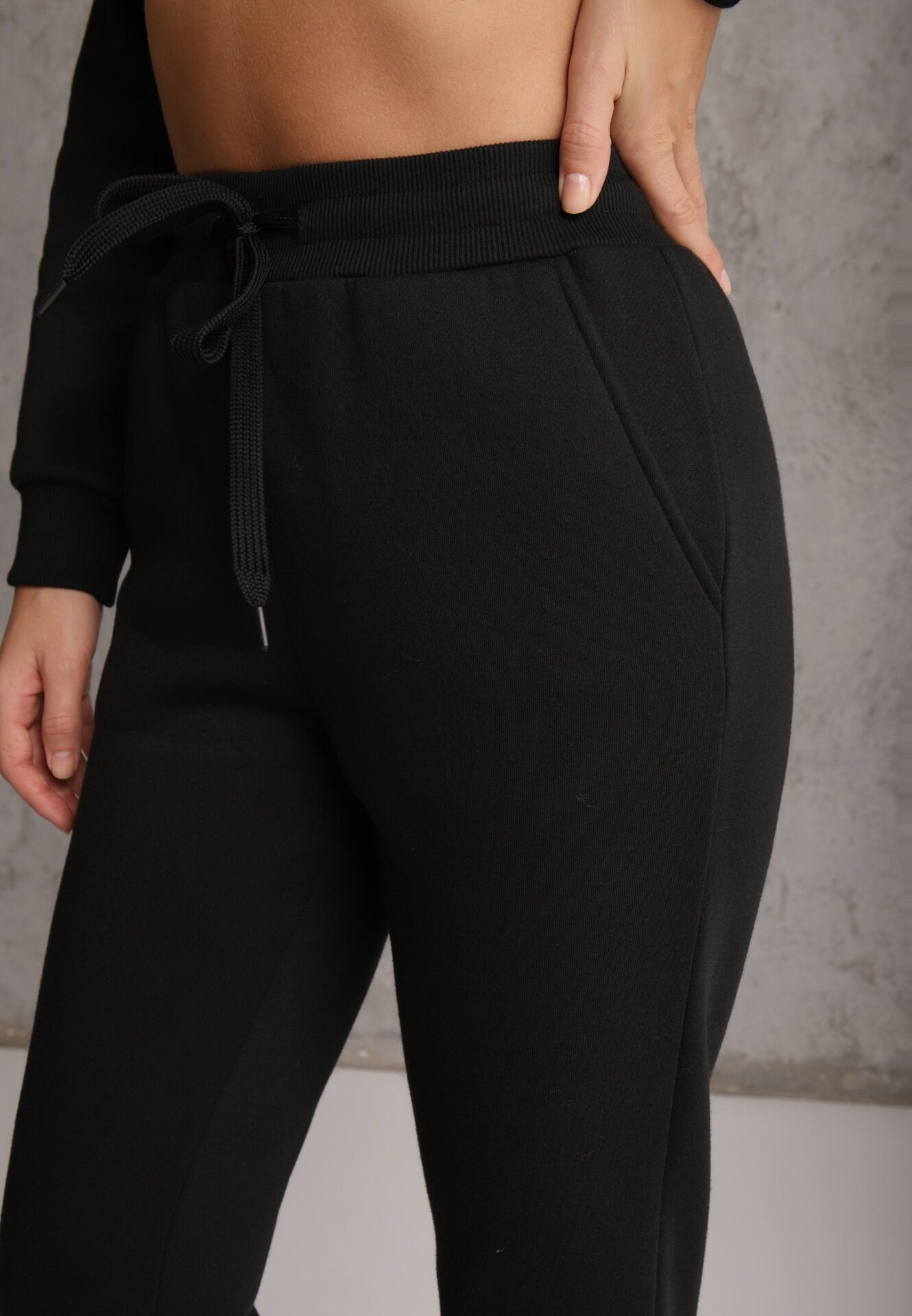 glo-story Pantaloni jogger casual de trening din bumbac cu căptușeală interioară Citria Negri