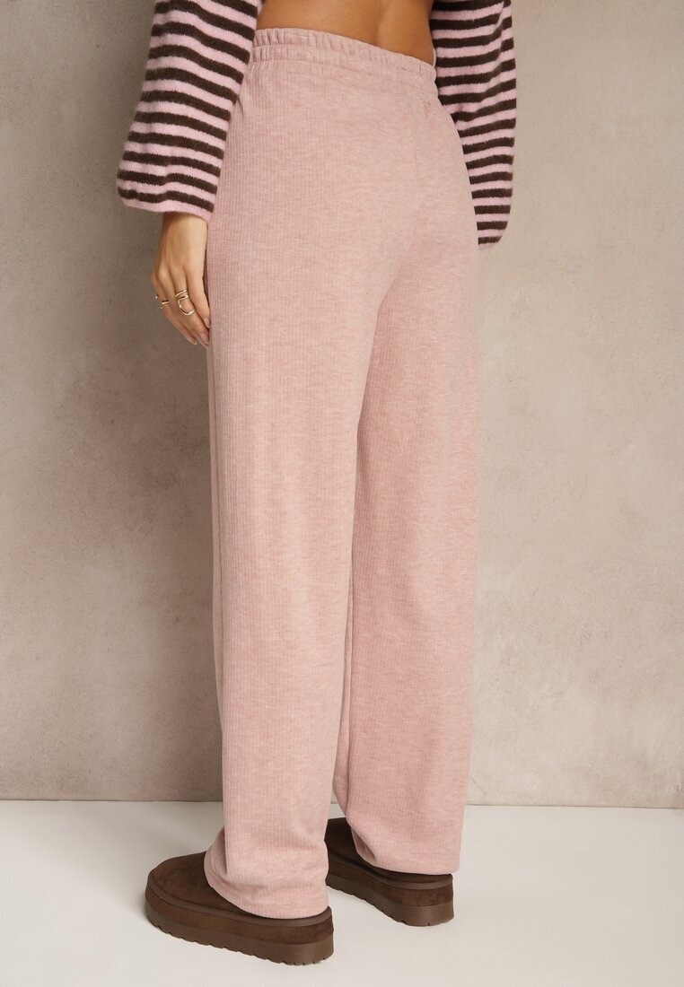 glo-story Pantaloni Roze High Waist cu Elastic și Șnururi în Talie Rallena