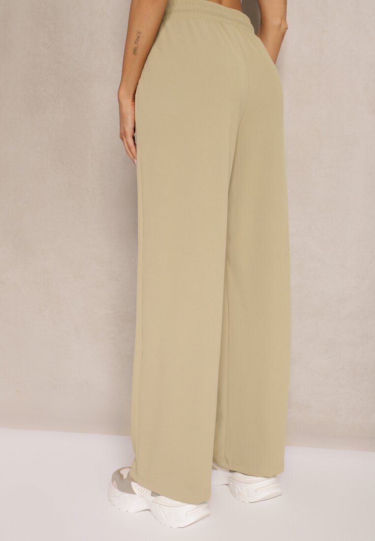 glo-story Pantaloni Verde deschis cu croială largă High Waist decorat cu șnur Deyrisse