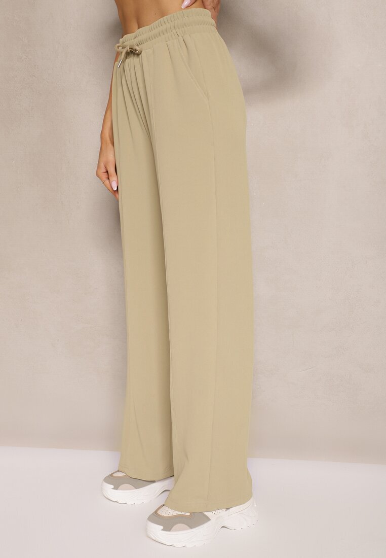 glo-story Pantaloni Verde deschis cu croială largă High Waist decorat cu șnur Deyrisse