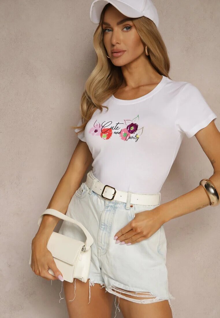 glo-story Tricou Alb-Roz De bumbac cu Imprimeu Zarinelle