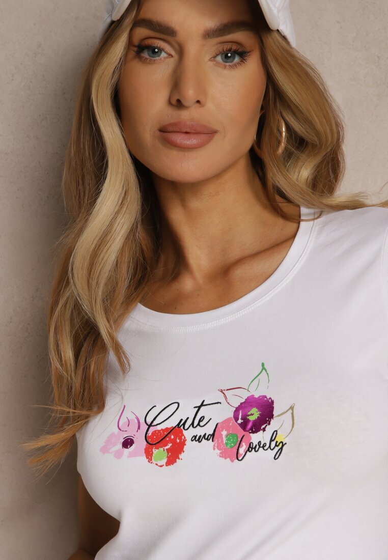 glo-story Tricou Alb-Roz De bumbac cu Imprimeu Zarinelle