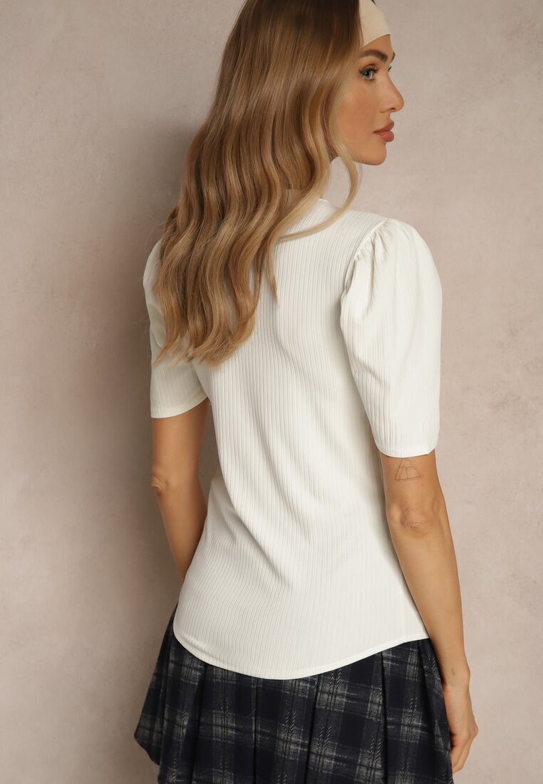 glo-story Tricou Bej cu Decolteu Triunghiular Sunille