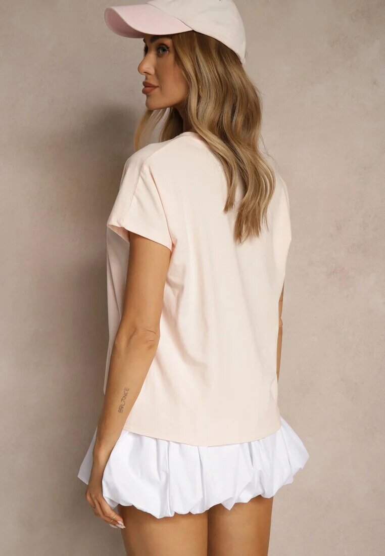 glo-story Tricou de bumbac roz deschis legat în partea de jos Sunalina