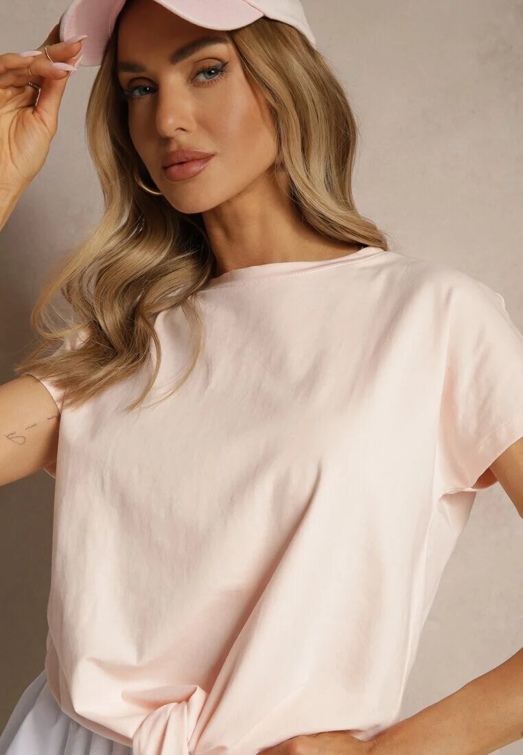 glo-story Tricou de bumbac roz deschis legat în partea de jos Sunalina