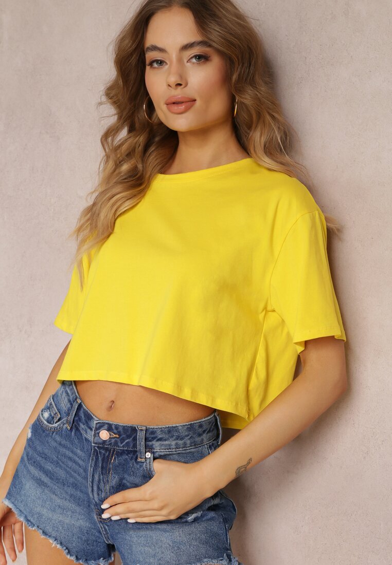 glo-story Tricou Galben Cropped Oversize Brighta
