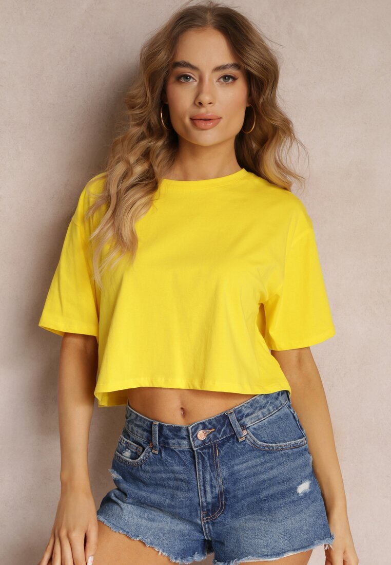 glo-story Tricou Galben Cropped Oversize Brighta