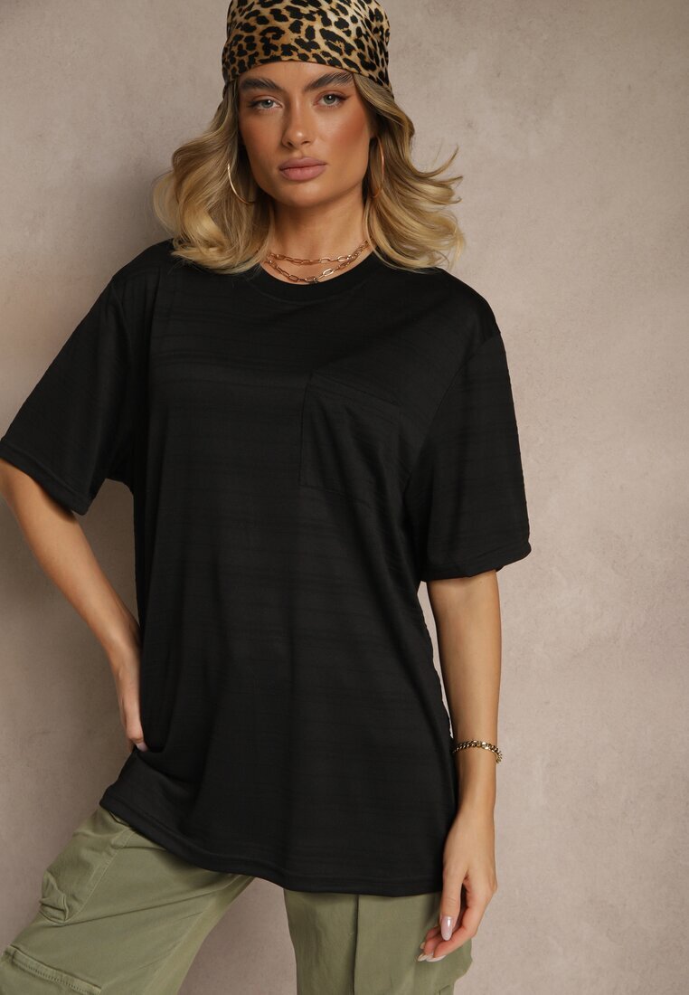 glo-story Tricou Negru cu buzunar aplicat TLanitra