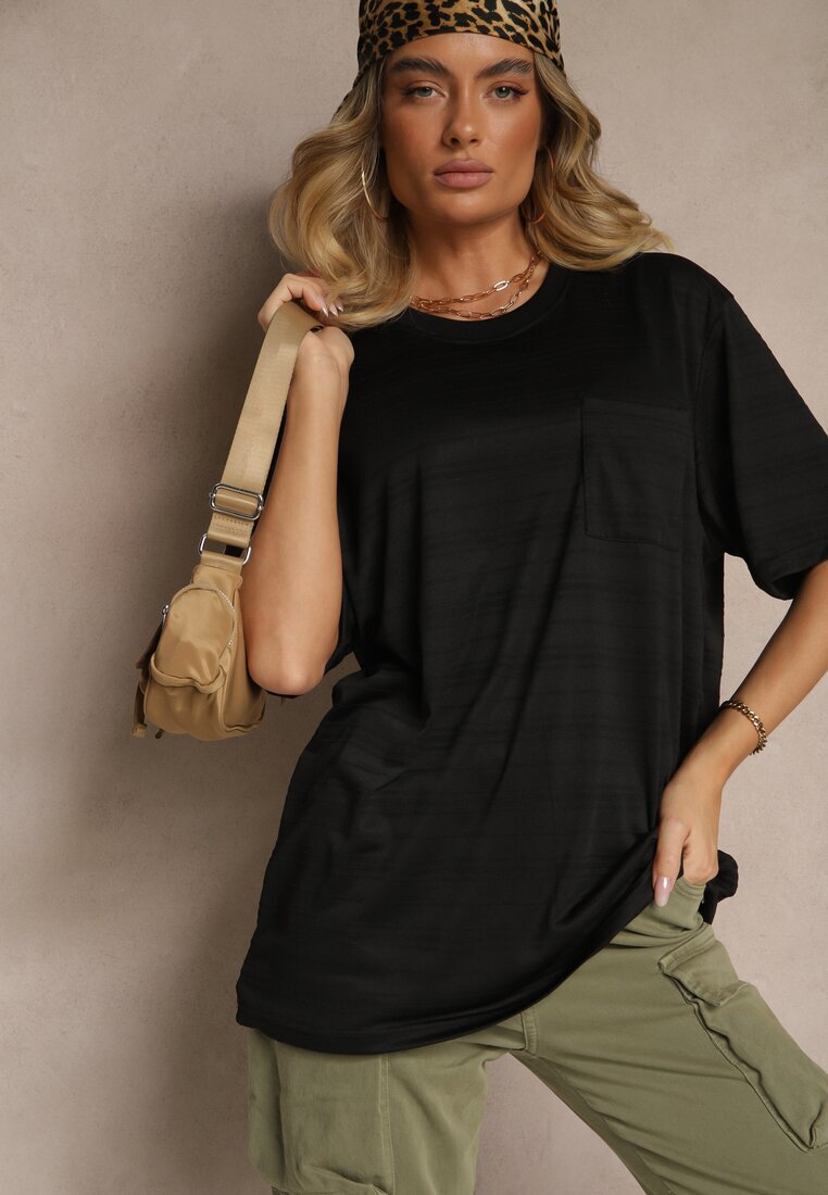 glo-story Tricou Negru cu buzunar aplicat TLanitra